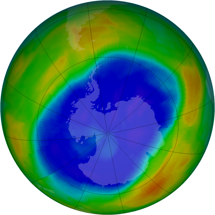 Antarctic ozone map for 02 September 1996